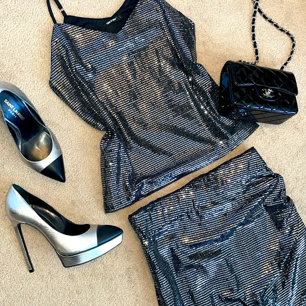 Skirt and top glitter sparkle set cocktail dress party outfit D&G GG